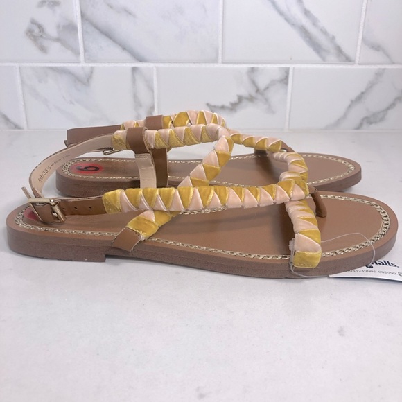 NWT Vince Camuto Sz 6 Raminta Pink/Yellow Braided Strap Leather Sandal - Picture 3 of 5
